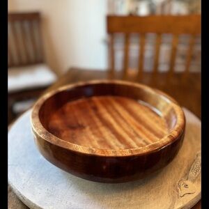Wood Bowl Hand Turned Signed by artist 11x3 Decorative Neutral Decor Farmhouse